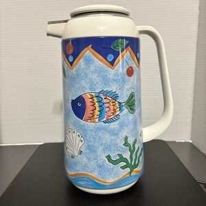 Studio Nova ~ Mikasa Ocean Collage ~ Plastic Thermos‎ / Carafe & Lid RARE